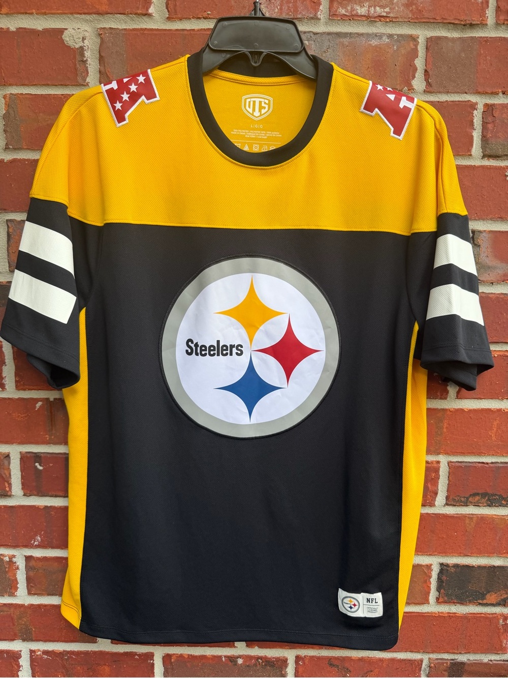 Pittsburgh Steelers OTS ALTON Men’s Size Large Stitched NFL Fan Logo Jersey P3